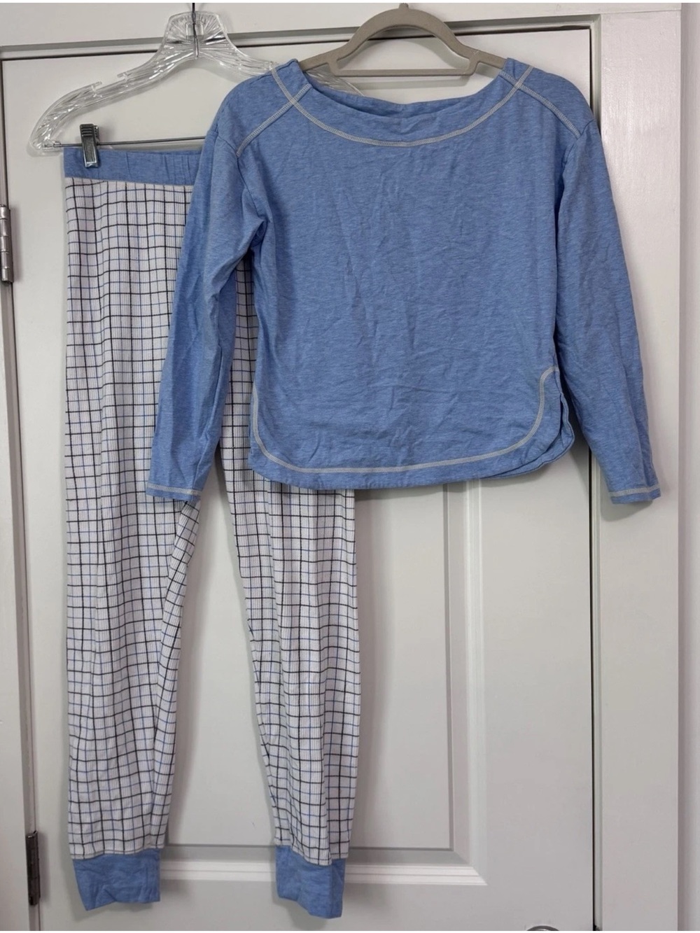 Free People Intimately Small Blue & White Thermal Pajama Set